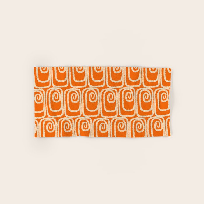 Mid Century Modern Spirra 50s 60s Pattern in Orange and Cream Bath Towel Gallery Image 1