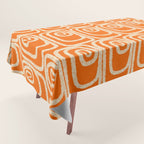 Mid Century Modern Spirra 50s 60s Pattern in Orange and Cream Tablecloth Gallery Image 1