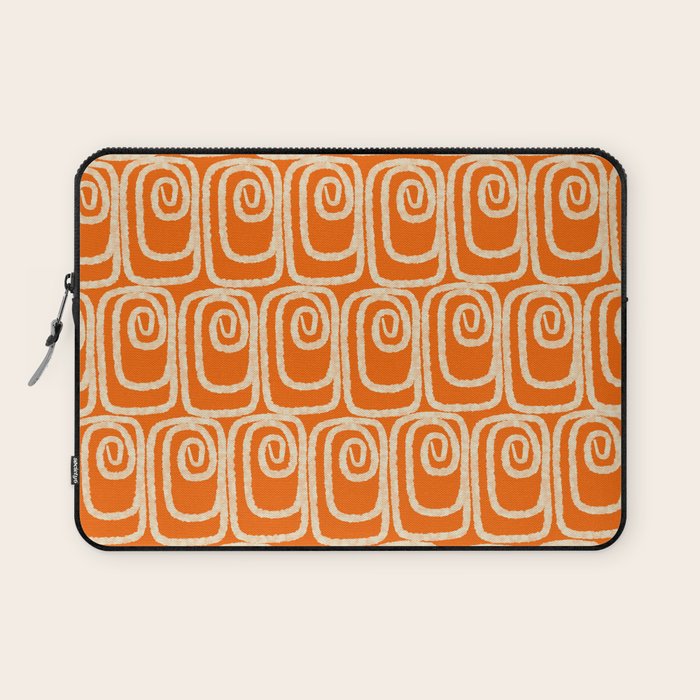 Mid Century Modern Spirra 50s 60s Pattern in Orange and Cream Laptop Sleeve Gallery Image 1