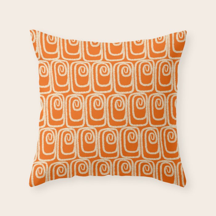Mid Century Modern Spirra 50s 60s Pattern in Orange and Cream Throw Pillow Gallery Image 6