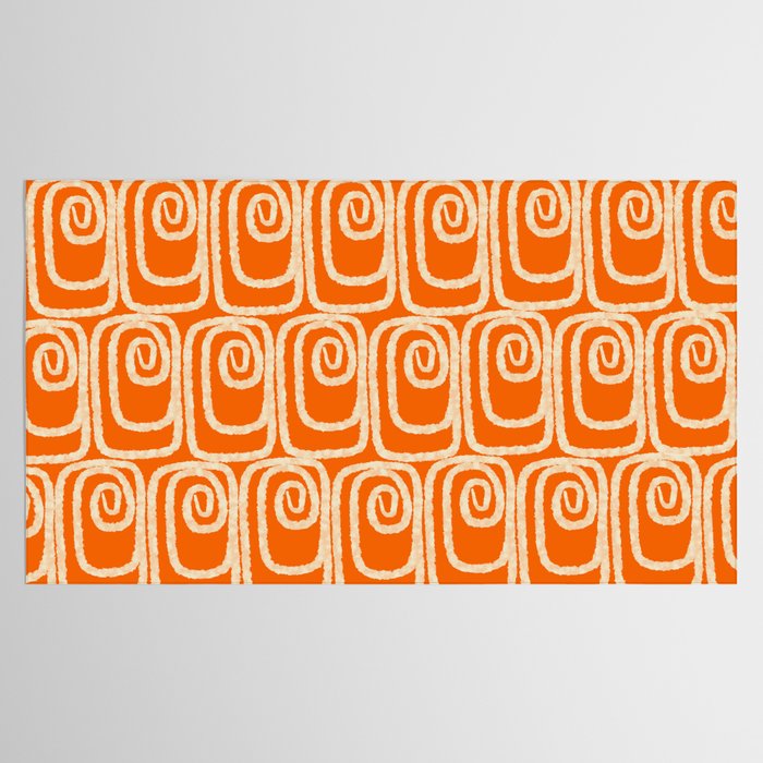Mid Century Modern Spirra 50s 60s Pattern in Orange and Cream Tablecloth Gallery Image 2