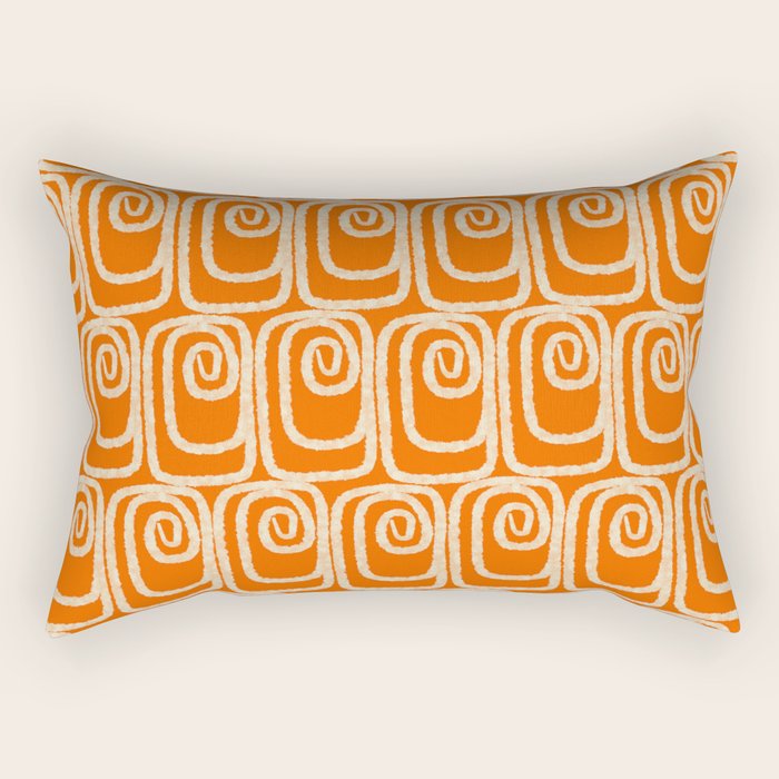 Mid Century Modern Spirra 50s 60s Pattern in Orange and Cream Rectangular Pillow Gallery Image 1