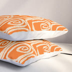 Mid Century Modern Spirra 50s 60s Pattern in Orange and Cream Pillow Sham Gallery Image 3
