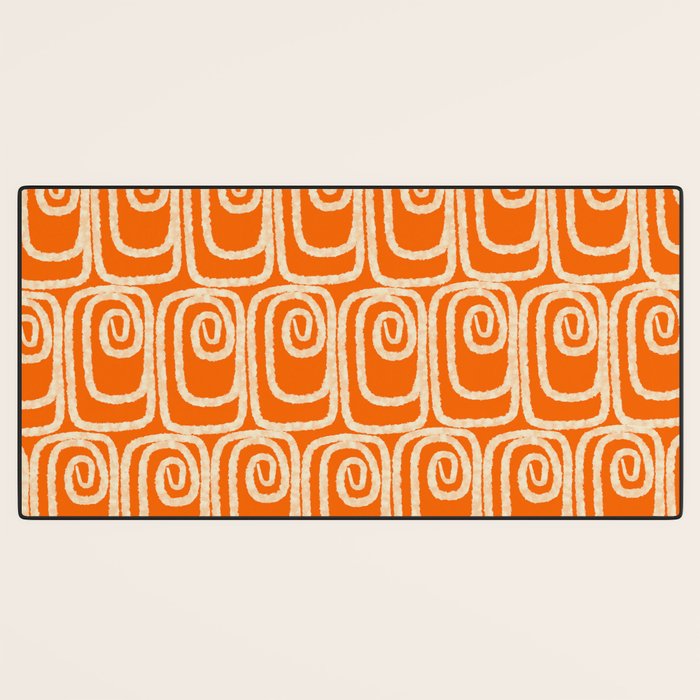 Mid Century Modern Spirra 50s 60s Pattern in Orange and Cream Desk Mat Gallery Image 3