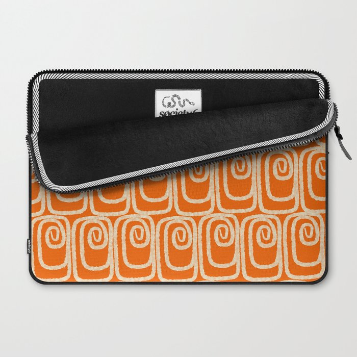Mid Century Modern Spirra 50s 60s Pattern in Orange and Cream Laptop Sleeve Gallery Image 2