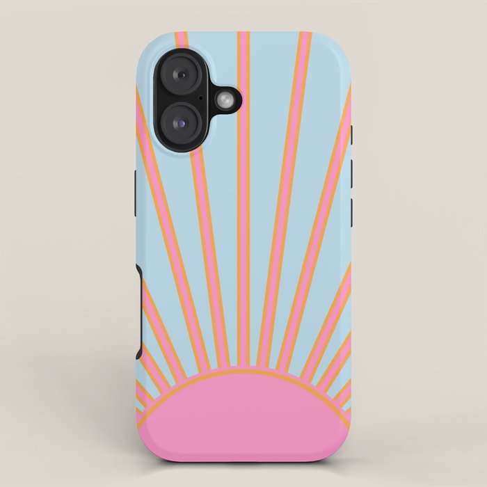 Le Soleil | 02 - Abstract Retro Sun Pink And Blue Print Preppy Modern Sunshine iPhone Case Gallery Image 1