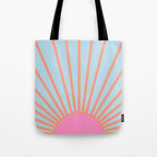Le Soleil | 02 - Abstract Retro Sun Pink And Blue Print Preppy Modern Sunshine Tote Bag Gallery Image 1