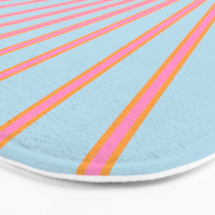 Le Soleil | 02 - Abstract Retro Sun Pink And Blue Print Preppy Modern Sunshine Bath Mat Gallery Image 3