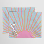 Le Soleil | 02 - Abstract Retro Sun Pink And Blue Print Preppy Modern Sunshine Placemat Gallery Image 1