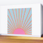Le Soleil | 02 - Abstract Retro Sun Pink And Blue Print Preppy Modern Sunshine Wall Mural Gallery Image 2
