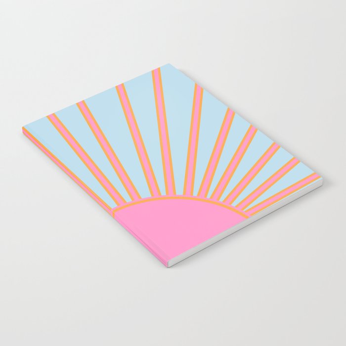 Le Soleil | 02 - Abstract Retro Sun Pink And Blue Print Preppy Modern Sunshine Notebook Gallery Image 2
