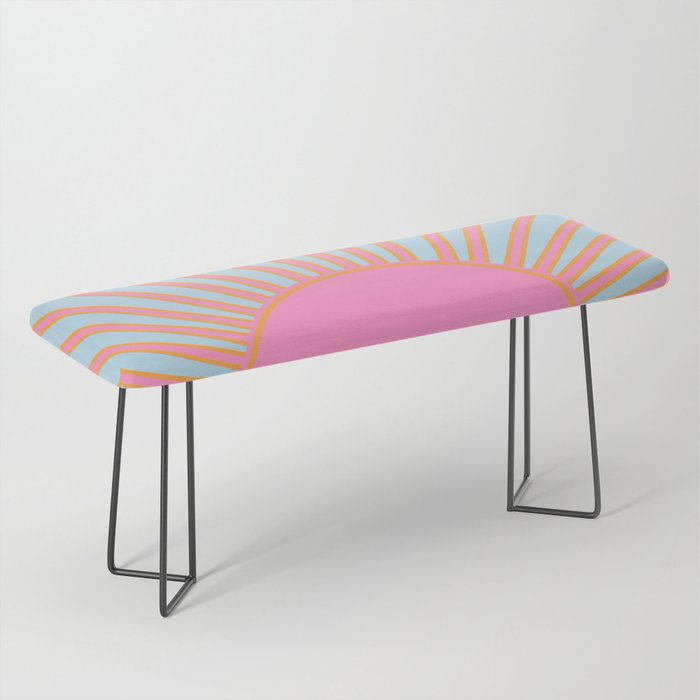 Le Soleil | 02 - Abstract Retro Sun Pink And Blue Print Preppy Modern Sunshine Bench Gallery Image 1