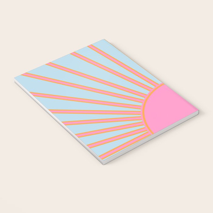 Le Soleil | 02 - Abstract Retro Sun Pink And Blue Print Preppy Modern Sunshine Notebook Gallery Image 3