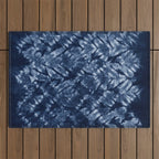 Indigo Blue Shibori Tie Dye, Boho Art Outdoor Rug Gallery Image 1