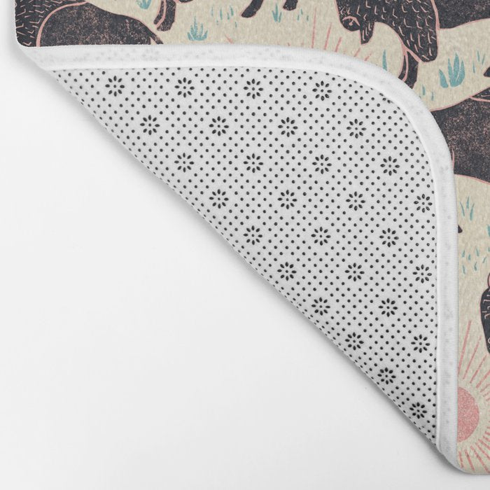 Bison - black, pink, teal, on cream Bath Mat Gallery Image 2