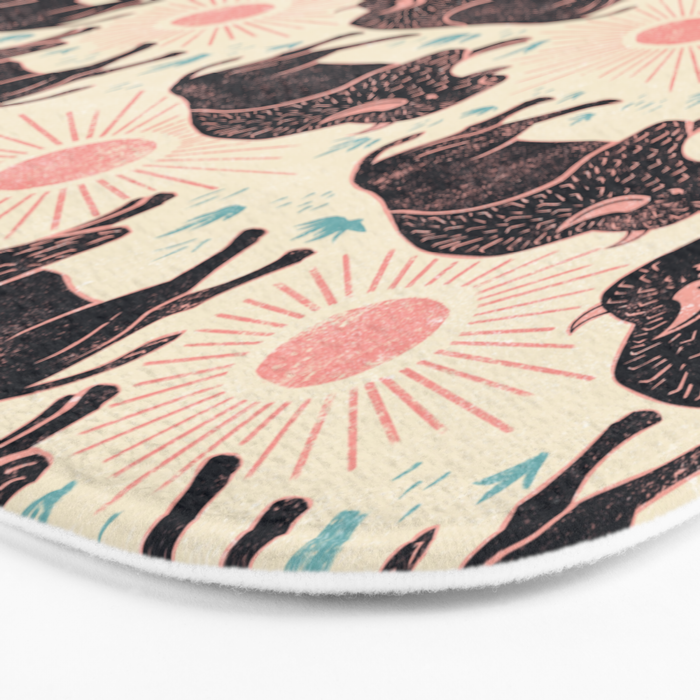 Bison - black, pink, teal, on cream Bath Mat Gallery Image 3
