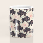 Bison - black, pink, teal, on cream Coffee Mug Gallery Image 4