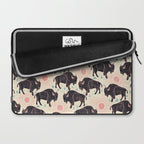 Bison - black, pink, teal, on cream Laptop Sleeve Gallery Image 2
