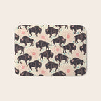 Bison - black, pink, teal, on cream Bath Mat Gallery Image 1