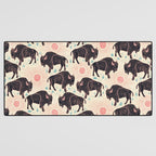 Bison - black, pink, teal, on cream Desk Mat Gallery Image 3