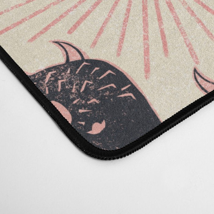 Bison - black, pink, teal, on cream Desk Mat Gallery Image 4