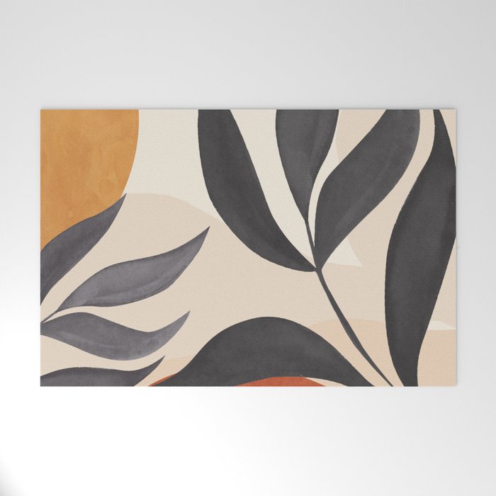 Minimal Abstract Art Tropical Leaves 5 Welcome Mat Gallery Image 1