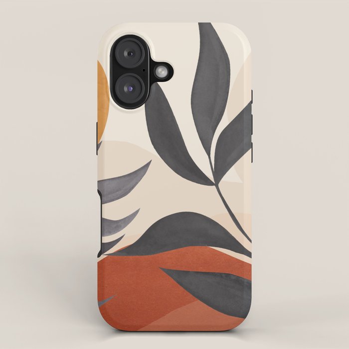 Minimal Abstract Art Tropical Leaves 5 iPhone Case Gallery Image 1