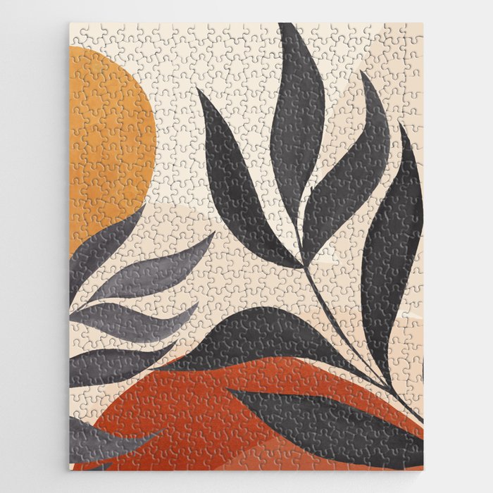 Minimal Abstract Art Tropical Leaves 5 Jigsaw Puzzle Gallery Image 1