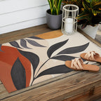 Minimal Abstract Art Tropical Leaves 5 Outdoor Rug Gallery Image 2