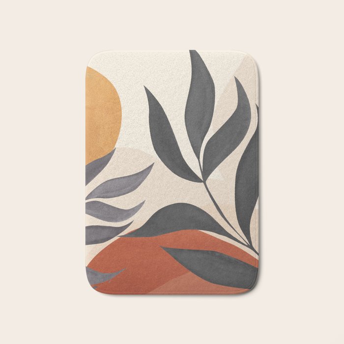 Minimal Abstract Art Tropical Leaves 5 Bath Mat Gallery Image 1