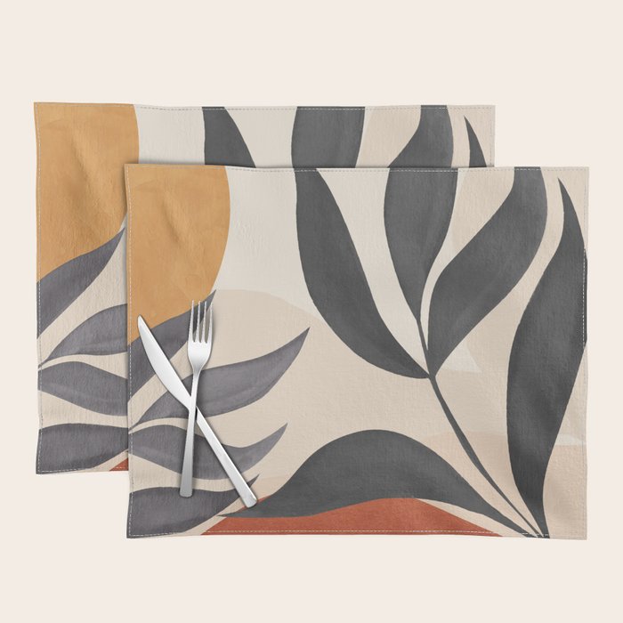 Minimal Abstract Art Tropical Leaves 5 Placemat Gallery Image 1