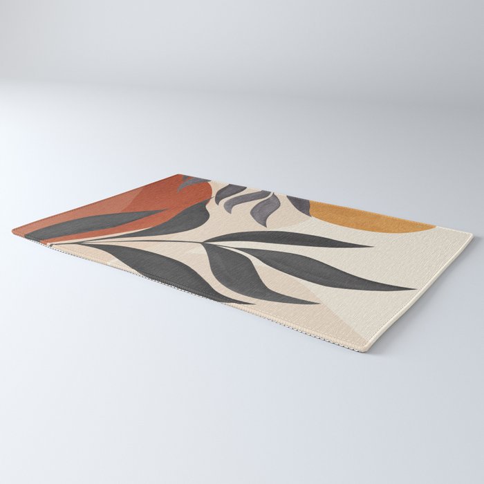 Minimal Abstract Art Tropical Leaves 5 Rug Gallery Image 3