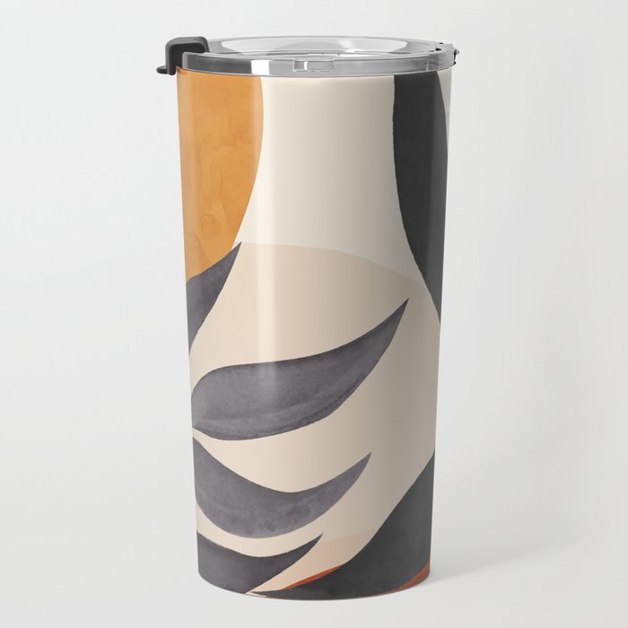 Minimal Abstract Art Tropical Leaves 5 Travel Mug Gallery Image 3