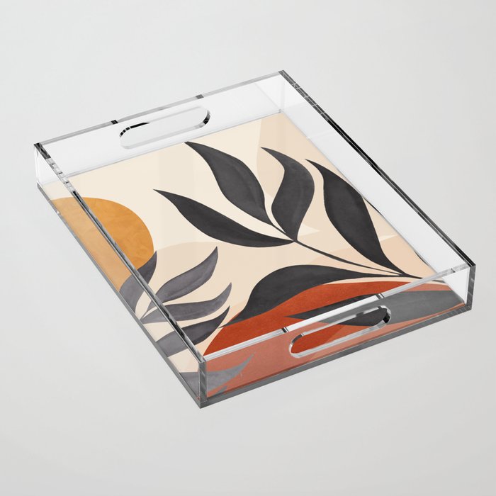 Minimal Abstract Art Tropical Leaves 5 Acrylic Tray Gallery Image 1