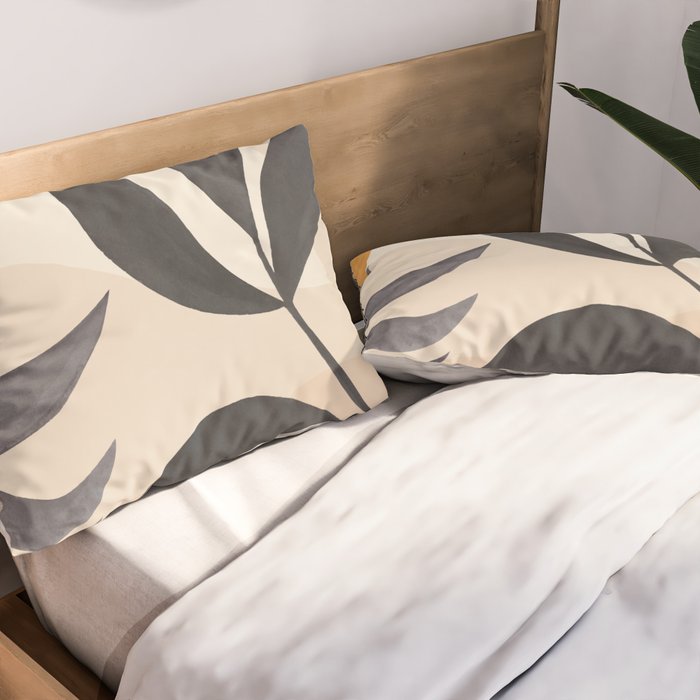 Minimal Abstract Art Tropical Leaves 5 Pillow Sham Gallery Image 2