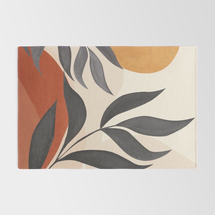 Minimal Abstract Art Tropical Leaves 5 Rug Gallery Image 2