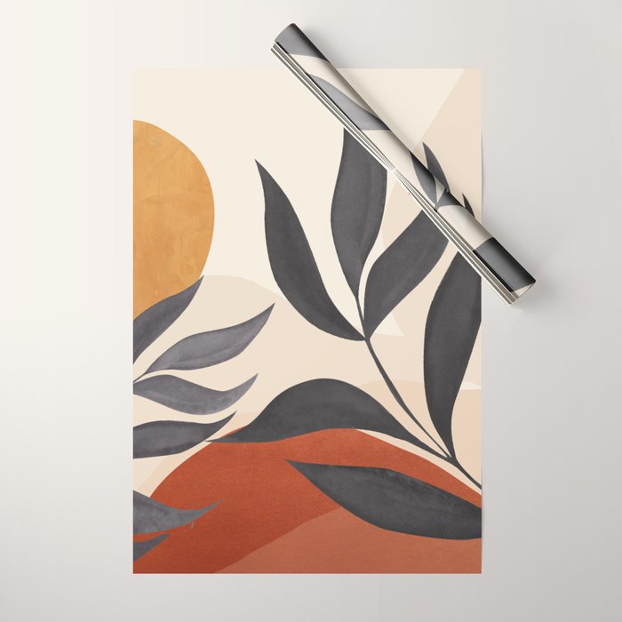 Minimal Abstract Art Tropical Leaves 5 Wrapping Paper Gallery Image 1