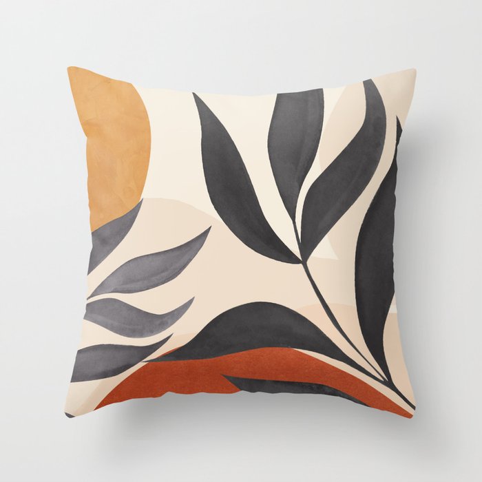 Minimal Abstract Art Tropical Leaves 5 Throw Pillow Gallery Image 6