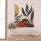Minimal Abstract Art Tropical Leaves 5 Wall Tapestry Gallery Image 2