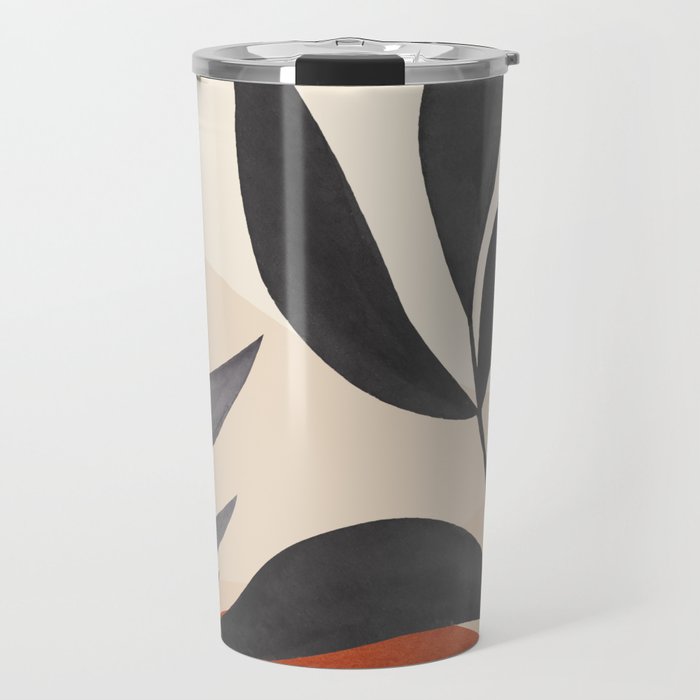 Minimal Abstract Art Tropical Leaves 5 Travel Mug Gallery Image 1