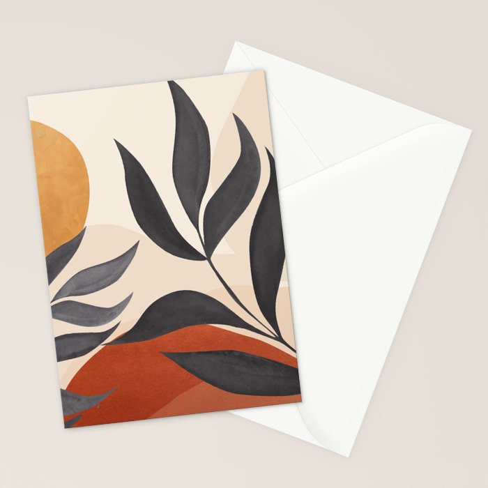 Minimal Abstract Art Tropical Leaves 5 Stationery Card Gallery Image 2