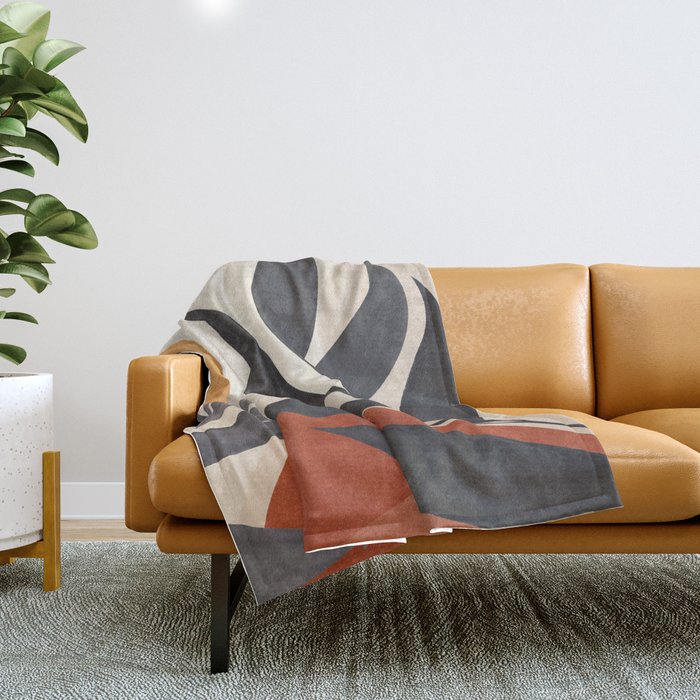 Minimal Abstract Art Tropical Leaves 5 Throw Blanket Gallery Image 1