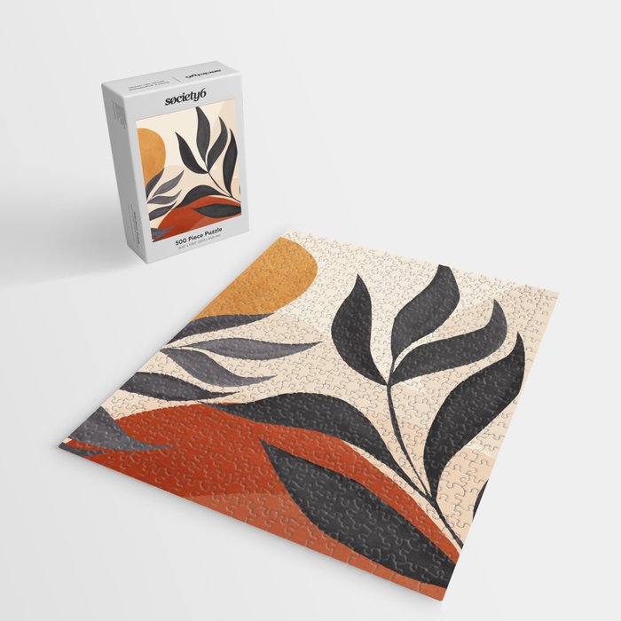 Minimal Abstract Art Tropical Leaves 5 Jigsaw Puzzle Gallery Image 2