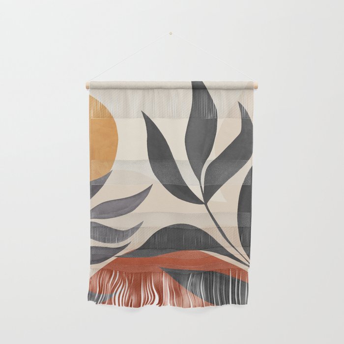 Minimal Abstract Art Tropical Leaves 5 Wall Hanging Gallery Image 1