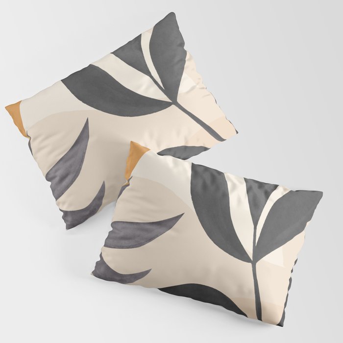 Minimal Abstract Art Tropical Leaves 5 Pillow Sham Gallery Image 1