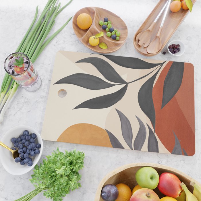 Minimal Abstract Art Tropical Leaves 5 Cutting Board Gallery Image 2