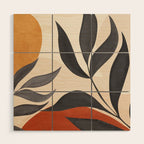 Minimal Abstract Art Tropical Leaves 5 Wood Wall Art Gallery Image 3