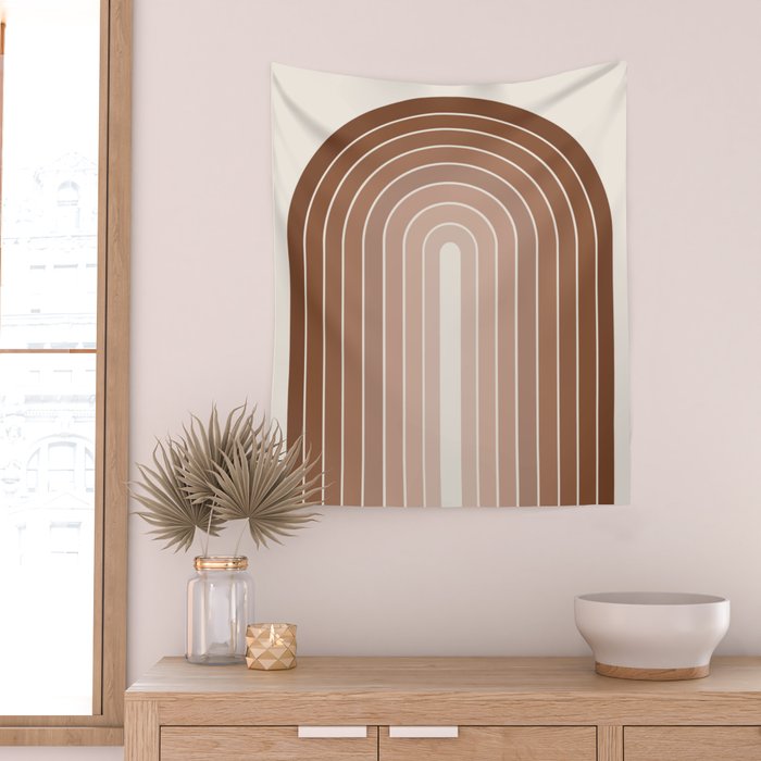 Gradient Arch XII Earthy Neutral Mid Century Modern Rainbow Wall Tapestry Gallery Image 2