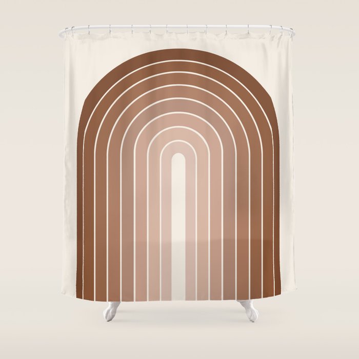 Gradient Arch XII Earthy Neutral Mid Century Modern Rainbow Shower Curtain Gallery Image 1
