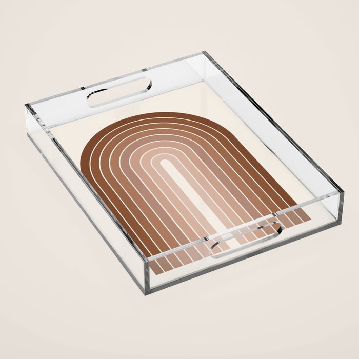 Gradient Arch XII Earthy Neutral Mid Century Modern Rainbow Acrylic Tray Gallery Image 1